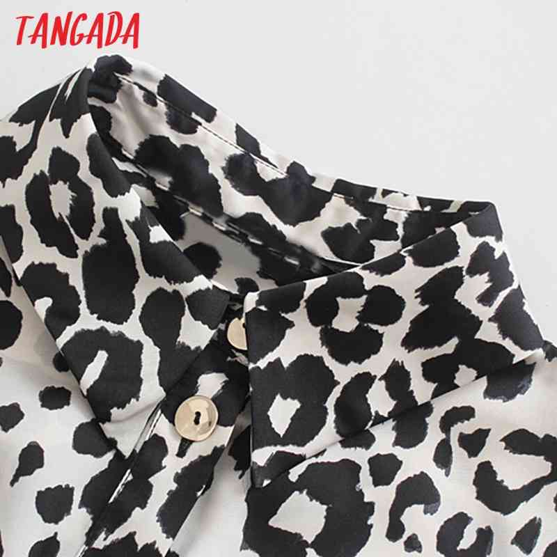 Fashion Women Leopard Print Loose Shirt Long Sleeve High Street Ladies Mini Dress 5Z88 210416