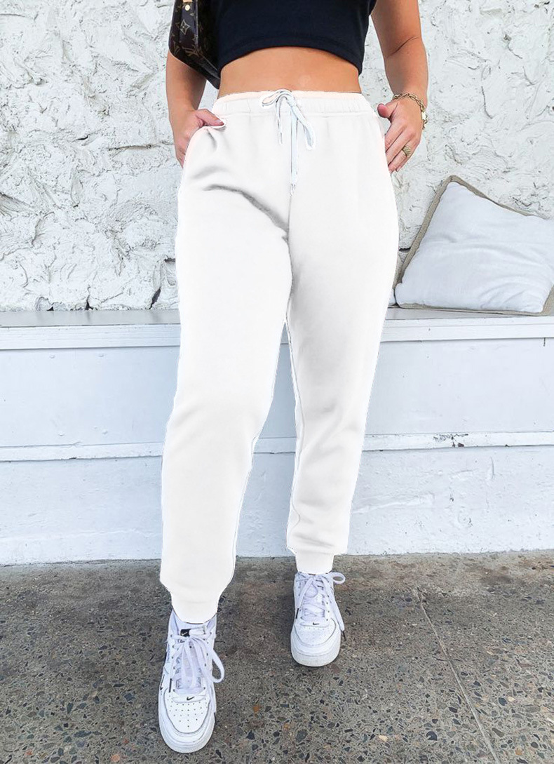 Women's Pants Capris solid color lace-up sports trousers home leisure and thickened footwear trousers