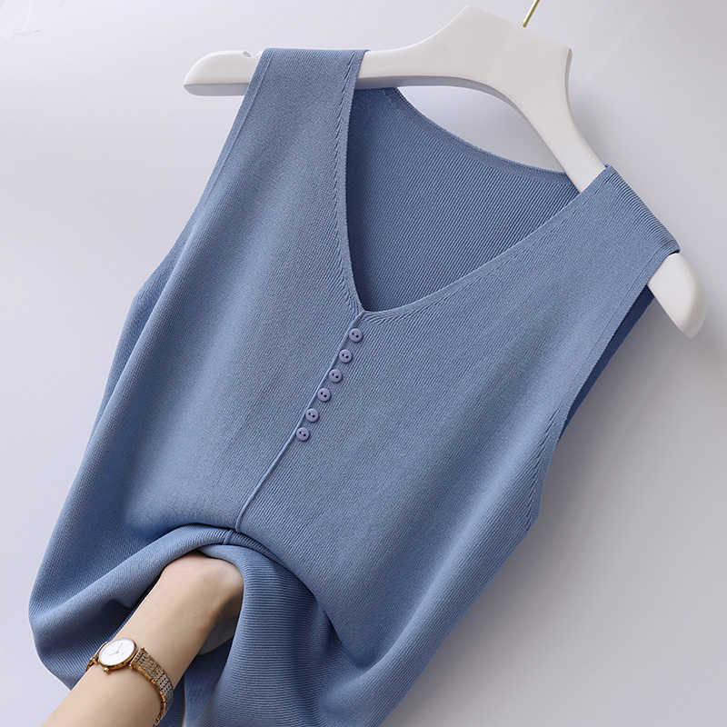 Summer Tops Sleeveless V-Neck Knitted Tank Top Women Camis Tops For Women Blusas Mujer De Moda Camisole Tops Women D550 210602