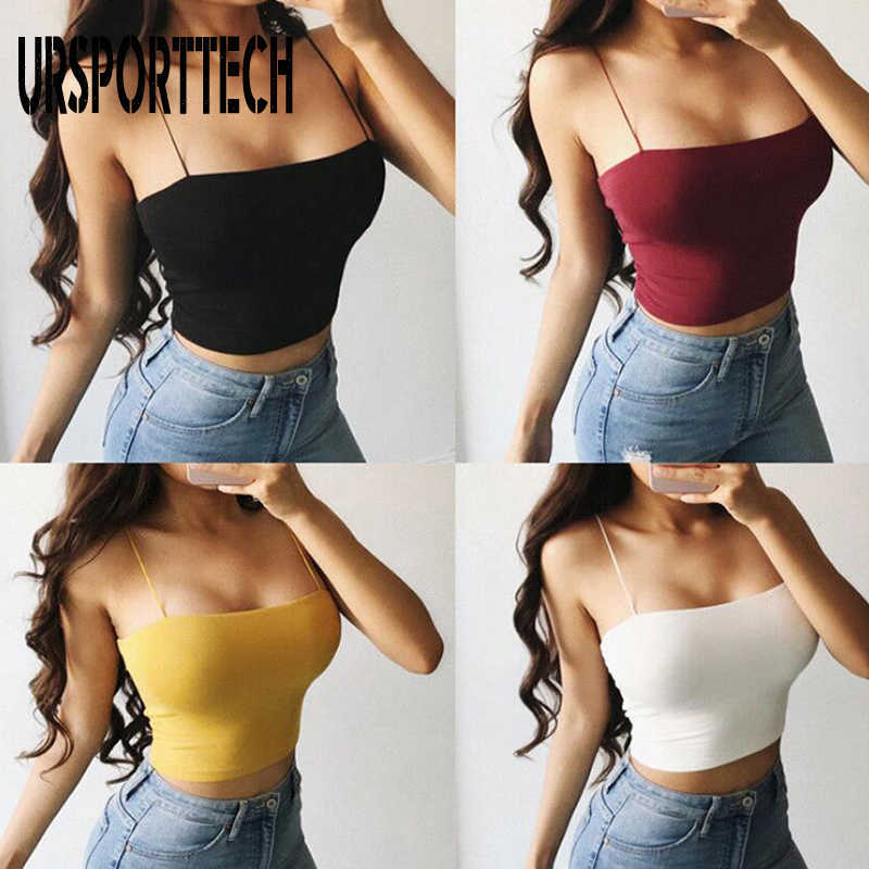 URSPORTTECH Summer Sexy Camis Women Vest Sleeveless Tank Top Women Casual Solid Sexy Short Crop Tops Camis Tees Tops For Women 210528
