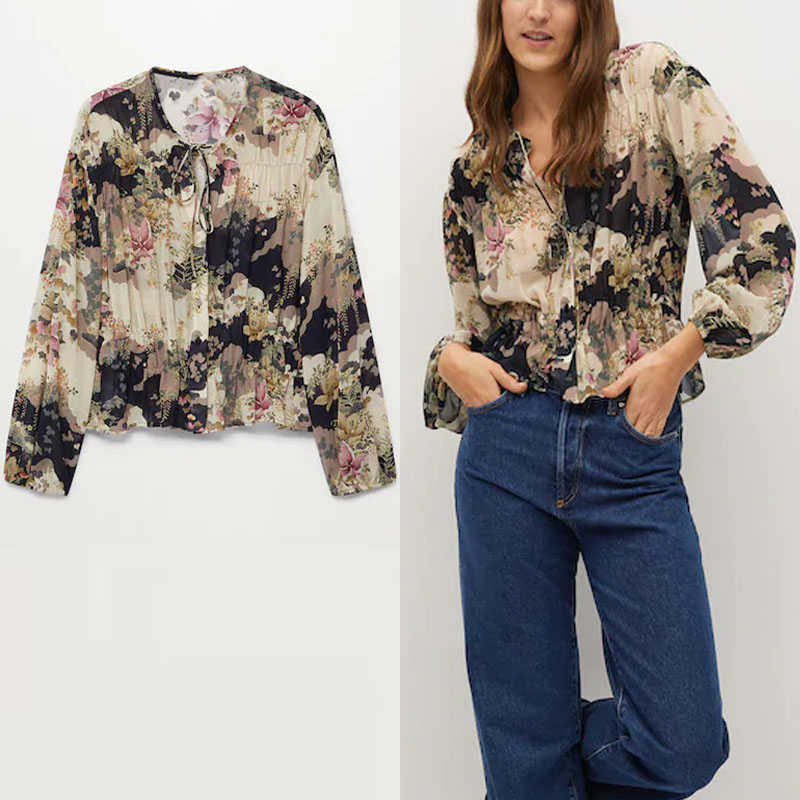 ZA Floral Print Chiffon Blouse Women Long Puff Sleeve V Neck with Ties Retro Top Female Chic Front Button Pleated Blouses 210602, As picture
ZA Floral Print Chiffon Blouse Women Long Puff Sleeve V Neck with Ties Retro Top Female Chic Front Button Pleated Blouses 210602, As picture