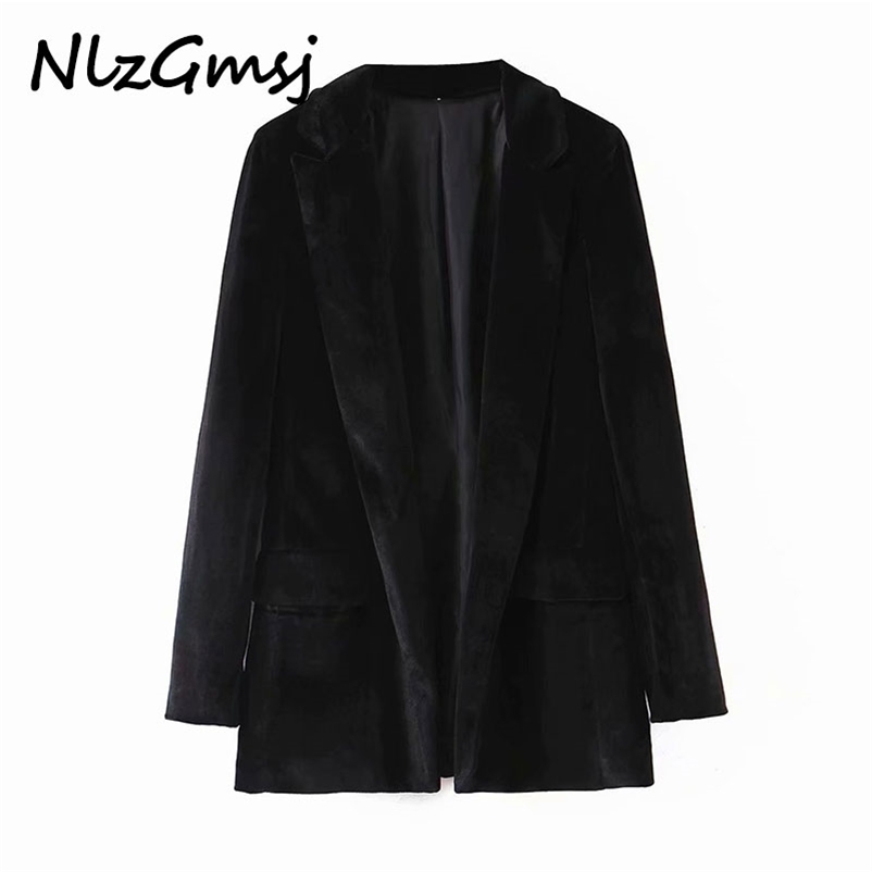 Blazer Women Fashion Casual Velvet Black Coat Spring Autumn Open Stitch Office Lady Outwear 210628, As picture
Blazer Women Fashion Casual Velvet Black Coat Spring Autumn Open Stitch Office Lady Outwear 210628, As picture