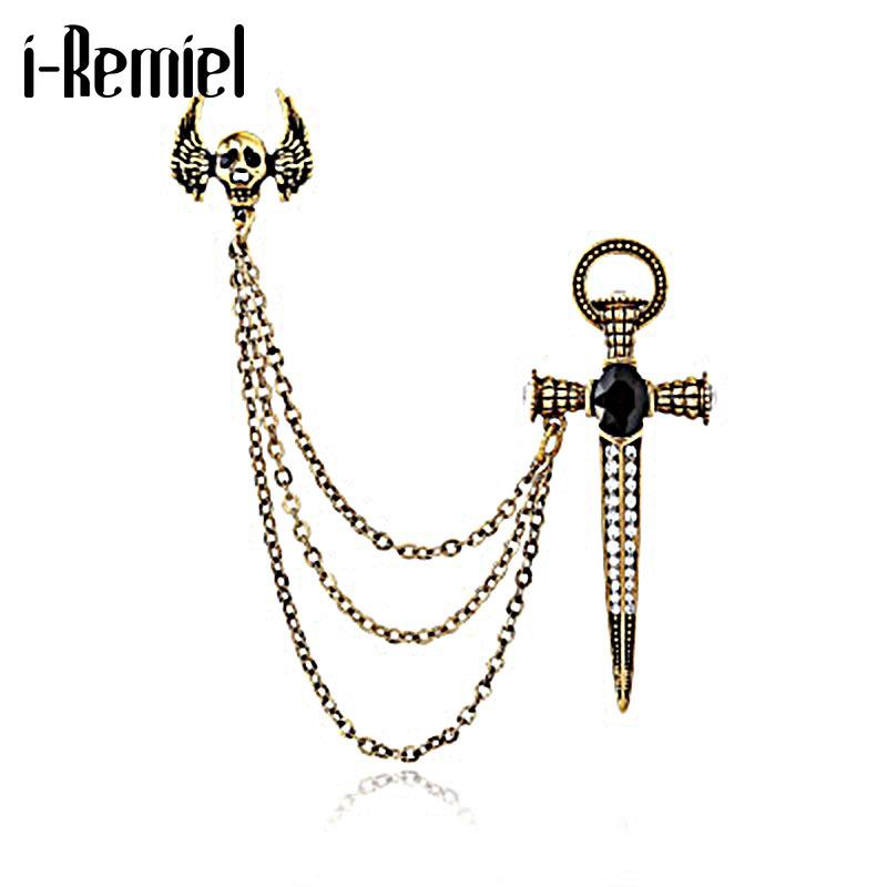 Pins, Brooches Metal Wing Skull Cross Sword Tassel Rhinestone Brooch Lapel Pin For Men's And Women's Shirt Collar Pins Badge Decoration
Pins, Brooches Metal Wing Skull Cross Sword Tassel Rhinestone Brooch Lapel Pin For Men's And Women's Shirt Collar Pins Badge Decoration