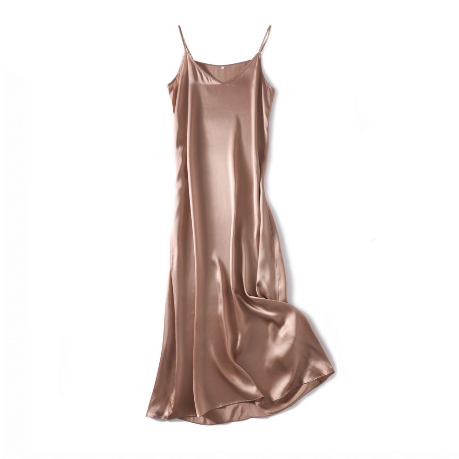 SuyaDream Woman Maxi Dress 100% Silk Satin Sleeveless Solid Spaghetti Strap Long Dresses Elegant Chic Slip Dress 210409