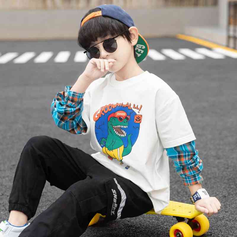 Boys' sweater 2021 autumn clothes Korean version middle and big fake two handsome children's t-shirts
Boys' sweater 2021 autumn clothes Korean version middle and big fake two handsome children's t-shirts