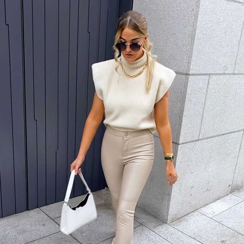 Turtleneck Sleeveless Women Vest Sweater White Shoulder pads Pullover Knitted Loose Autumn Winter Casual Jumper Q0828
Turtleneck Sleeveless Women Vest Sweater White Shoulder pads Pullover Knitted Loose Autumn Winter Casual Jumper Q0828
