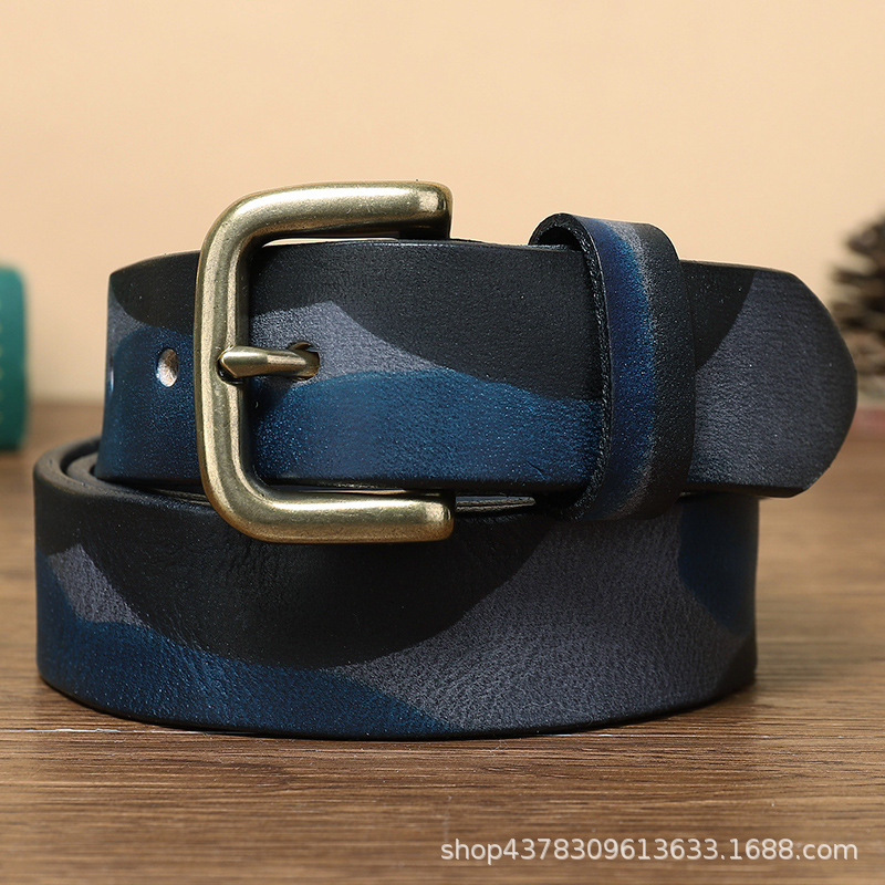 Camouflage Pure Cowhide Belt for Male Students Korean Style Trendy Young Personality Genuine Leather Retro Female Brass Buckle Denim Belt No, Black
Camouflage Pure Cowhide Belt for Male Students Korean Style Trendy Young Personality Genuine Leather Retro Female Brass Buckle Denim Belt No, Black