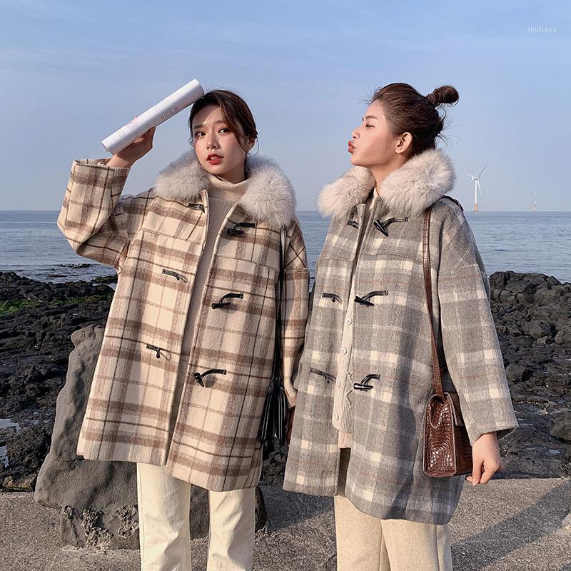 Women's Wool & Blends 2021 Winter Korean-Style Loose-Fit Plaid Toggle Fur Collar Woolen Jacket Womens Mid-Length College Coat /40, Gray plaid
Women's Wool & Blends 2021 Winter Korean-Style Loose-Fit Plaid Toggle Fur Collar Woolen Jacket Womens Mid-Length College Coat /40, Gray plaid