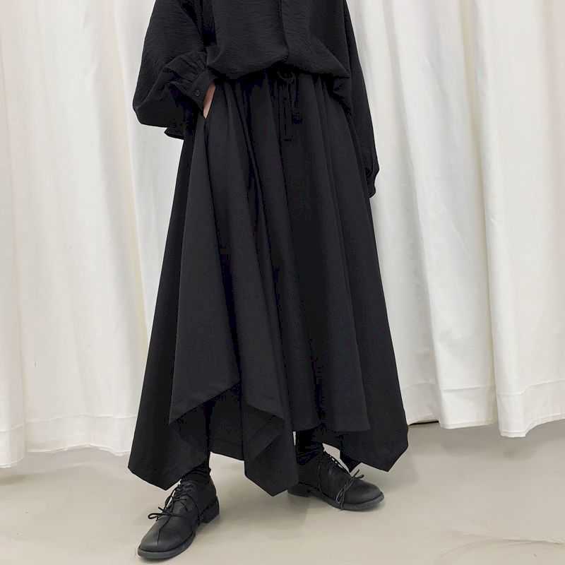 Trendy solid color wide-leg pants men's Japanese retro exaggerated loose casual hair stylist overalls st 210526