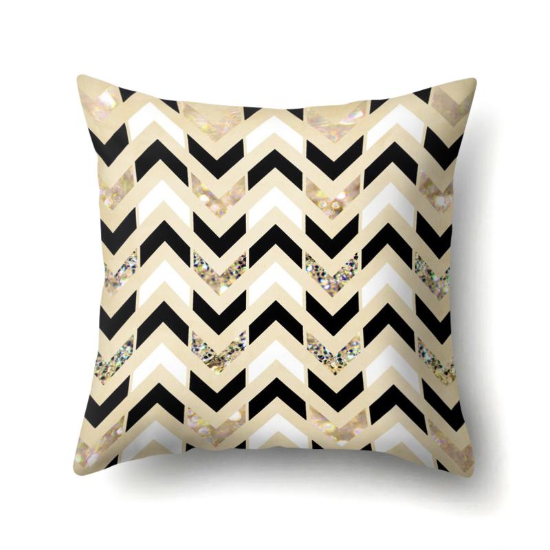 Cushion/Decorative Pillow Black Gold Striped Cushion Cover Geometric Pattern Case Home Decore Car Waist Pillowslip Throw Pillows
