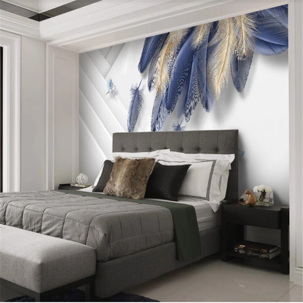 Customized wallpaper 3d hand painted black and white leaf background living room background wallpaper