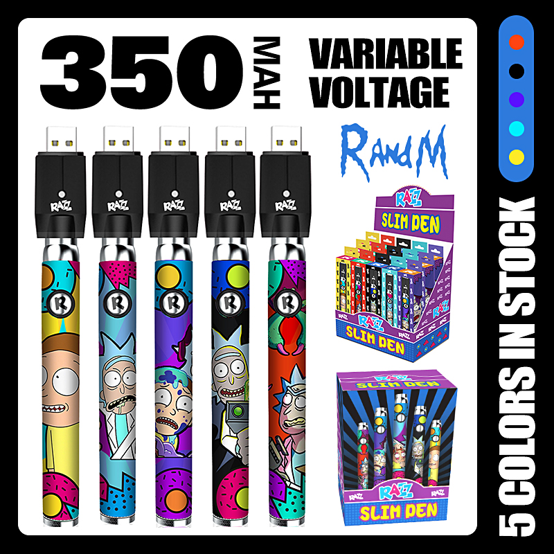 R and M Razz Battery 350mAh Vape pen Adjustable Variable Voltage 510 Thread Batteries Vapes Cartridges Packaging with USB Charger 650 800 1100mah
R and M Razz Battery 350mAh Vape pen Adjustable Variable Voltage 510 Thread Batteries Vapes Cartridges Packaging with USB Charger 650 800 1100mah