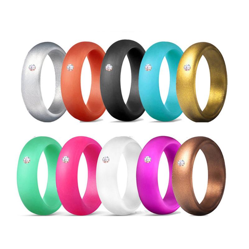 Wedding Rings 5.7mm Food Grade FDA Silicone Ring Hypoallergenic Crossfit Flexible Rubber Finger With Rhinestone For Women
Wedding Rings 5.7mm Food Grade FDA Silicone Ring Hypoallergenic Crossfit Flexible Rubber Finger With Rhinestone For Women
