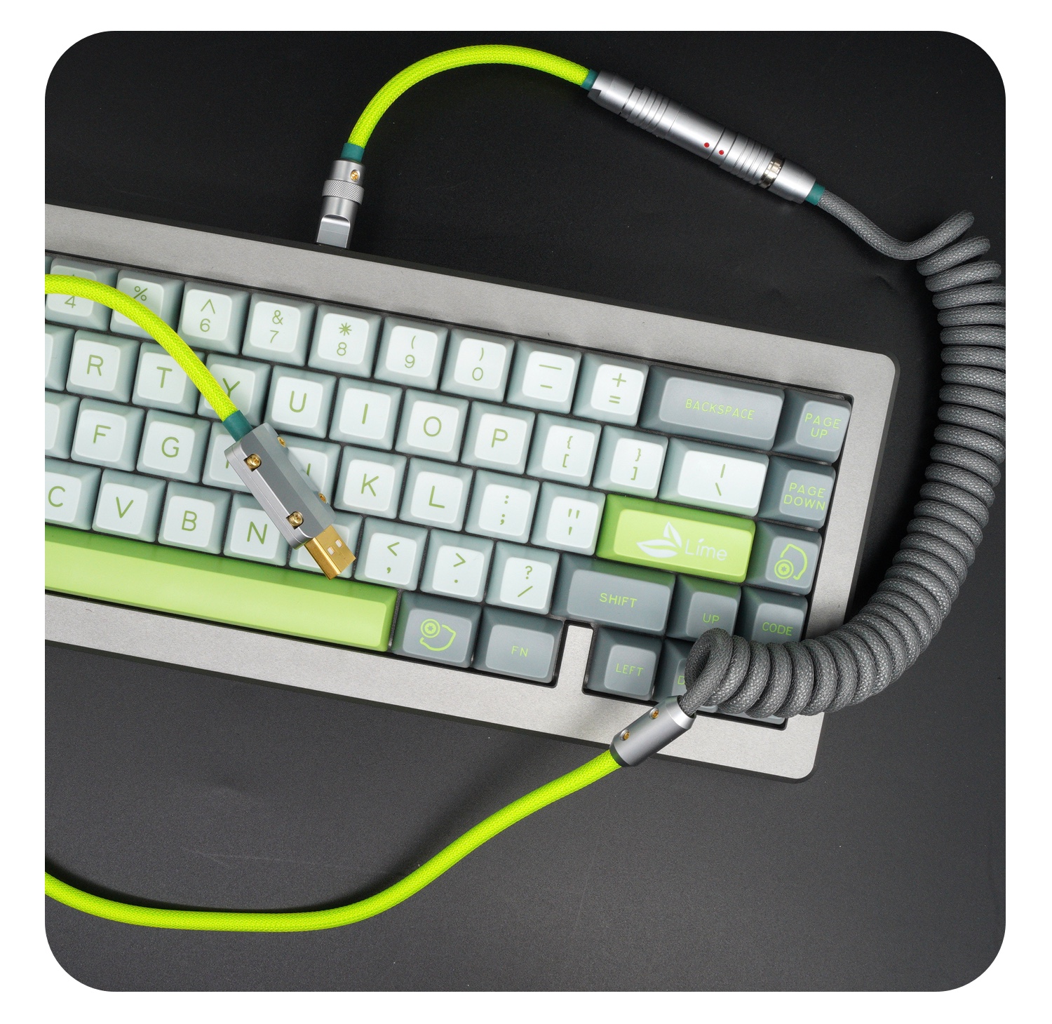GeekCable Handmade Customized Mechanical Keyboard Data Cable For GMK Theme SP Keycap Line Lime Colorway