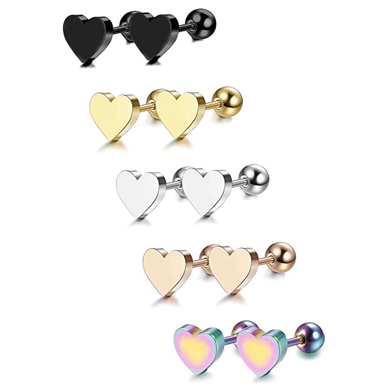 Stud 3 Pairs Of Stainless Steel Heart-shaped Earrings Set Barbell Perforated For Men And Women Silver Black Gold, Golden;silver
Stud 3 Pairs Of Stainless Steel Heart-shaped Earrings Set Barbell Perforated For Men And Women Silver Black Gold, Golden;silver