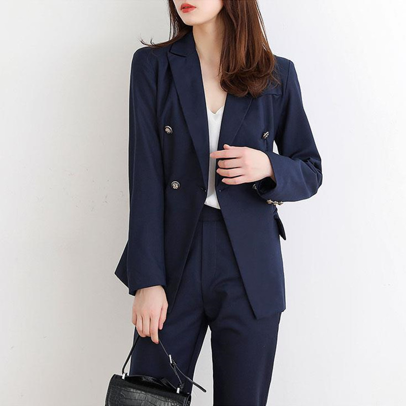 Fashion Female Blazer Pants Suit OL Elegant Business Wear Blazers + Suits 2 Piece Set Women Clothing 210421