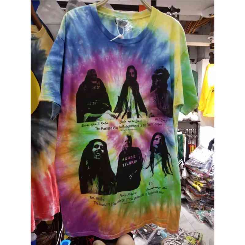 Real Pictures Online Ceramics T Shirt Men Women Tie Dyeing Peace Pilgrim T-shirt 210420