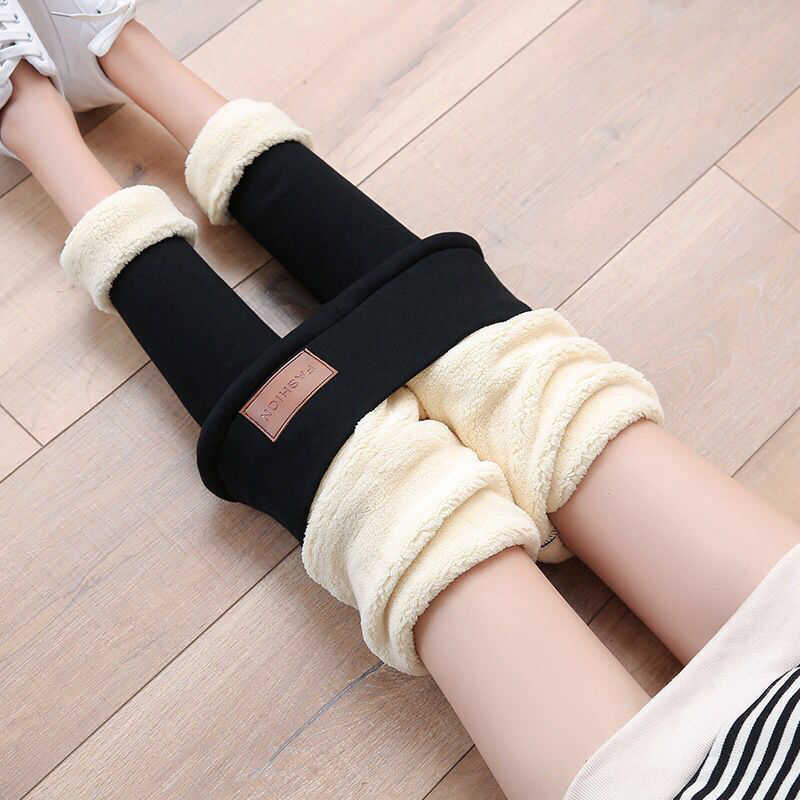 Women Winter Warm Leggings Superthick High Stretch Lamb Cashmere Leggins High Waist Skinny Trousers Plus Velvet Thicken Pants