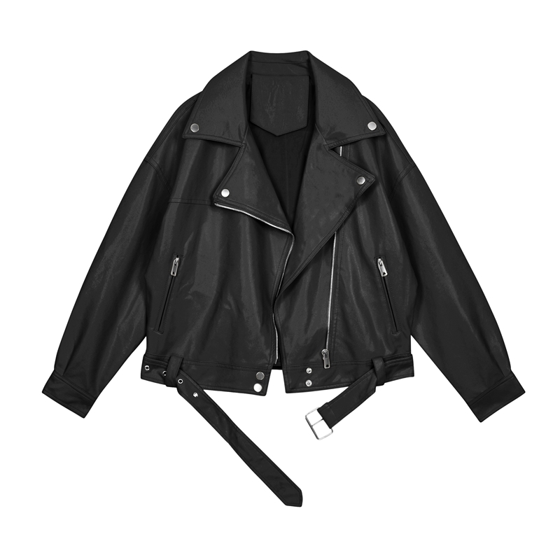 women's Faux Leather winter vintage white turn down collar long sleeve short locomotive PU Jackets female 210514