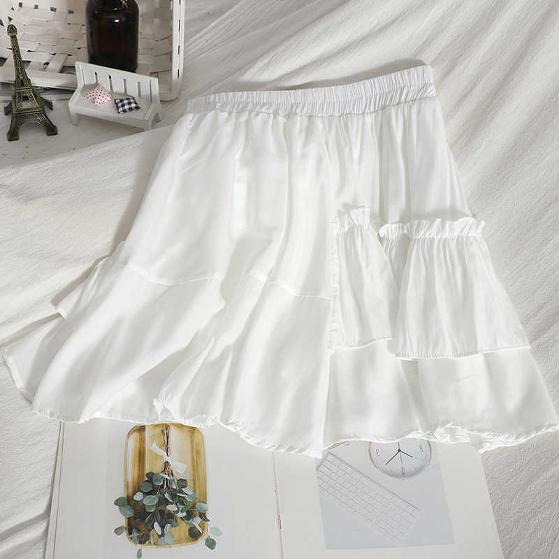Pleated Skirt Faldas Mujer Moda Summer Korean Ruffle Patchwork Skirts Causal High Waist A-line Mini Bottoms 6H411 210603
