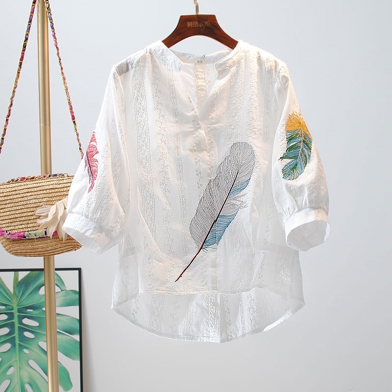 VANOVICH Fashion Shirt Women's Summer Wild Casual Korean Style Embroidery Sunscreen Women Clothing 210615, White
VANOVICH Fashion Shirt Women's Summer Wild Casual Korean Style Embroidery Sunscreen Women Clothing 210615, White