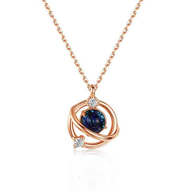 S925 Silver Dream Planet Necklace Female Japan and South Korea Personality Clavicle Chain Simple Temperament Rose Gold Pendant Fashion