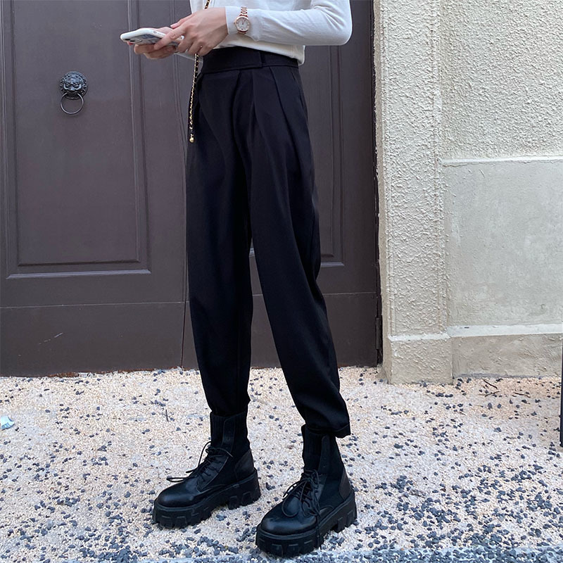Plus Size S-4XL OL Minimalist High Waist Wide Leg Pants Women Spring Autumn Work Wear Solid Suit Trousers 210421