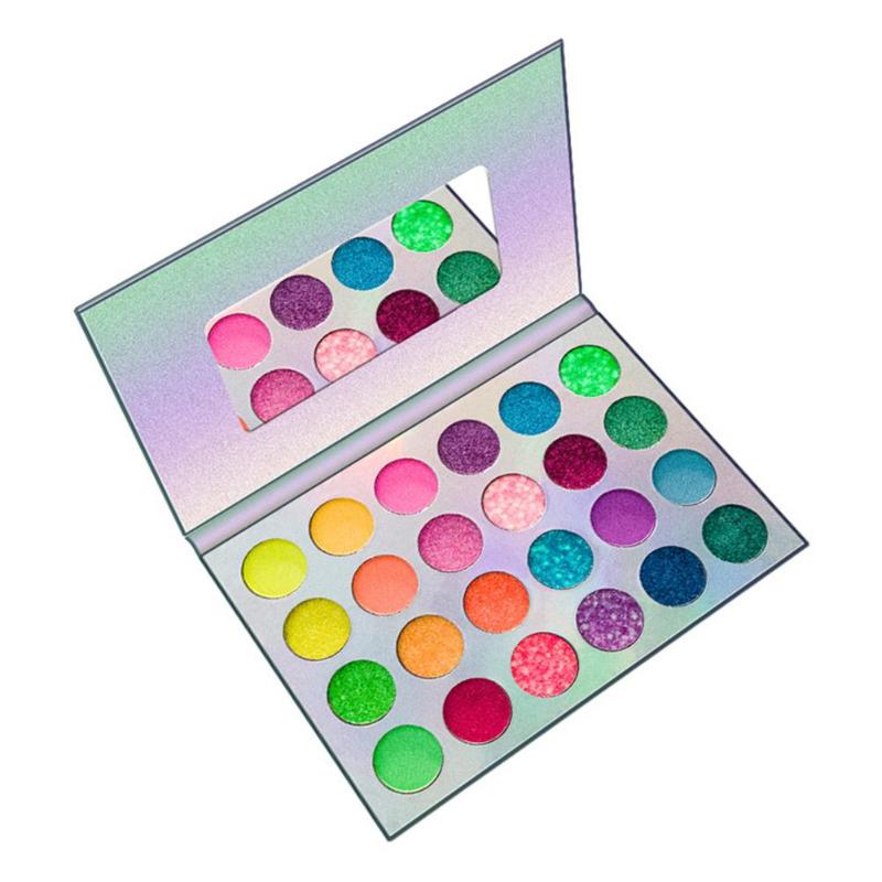 Eye Shadow High Quality 24 Colors Eyeshadow Palette Neon Glitter-Matte Glow In Dark Makeup Halloween Party Clubbing Fluorescent Shadows