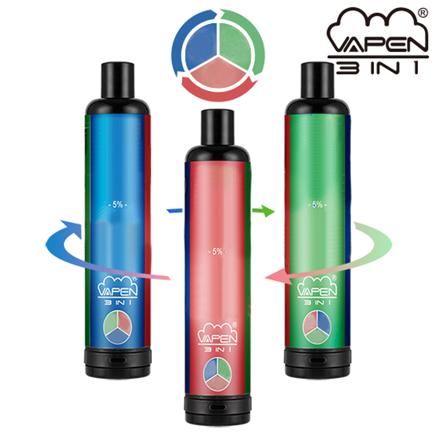 Original VAPEN 3 IN 1 PUFFs Disposable electronic cigarette 3000 Vape Pen e 1400mAh 8 combinations Colors available Airflow Vaporizer Pre-Fi
Original VAPEN 3 IN 1 PUFFs Disposable electronic cigarette 3000 Vape Pen e 1400mAh 8 combinations Colors available Airflow Vaporizer Pre-Fi