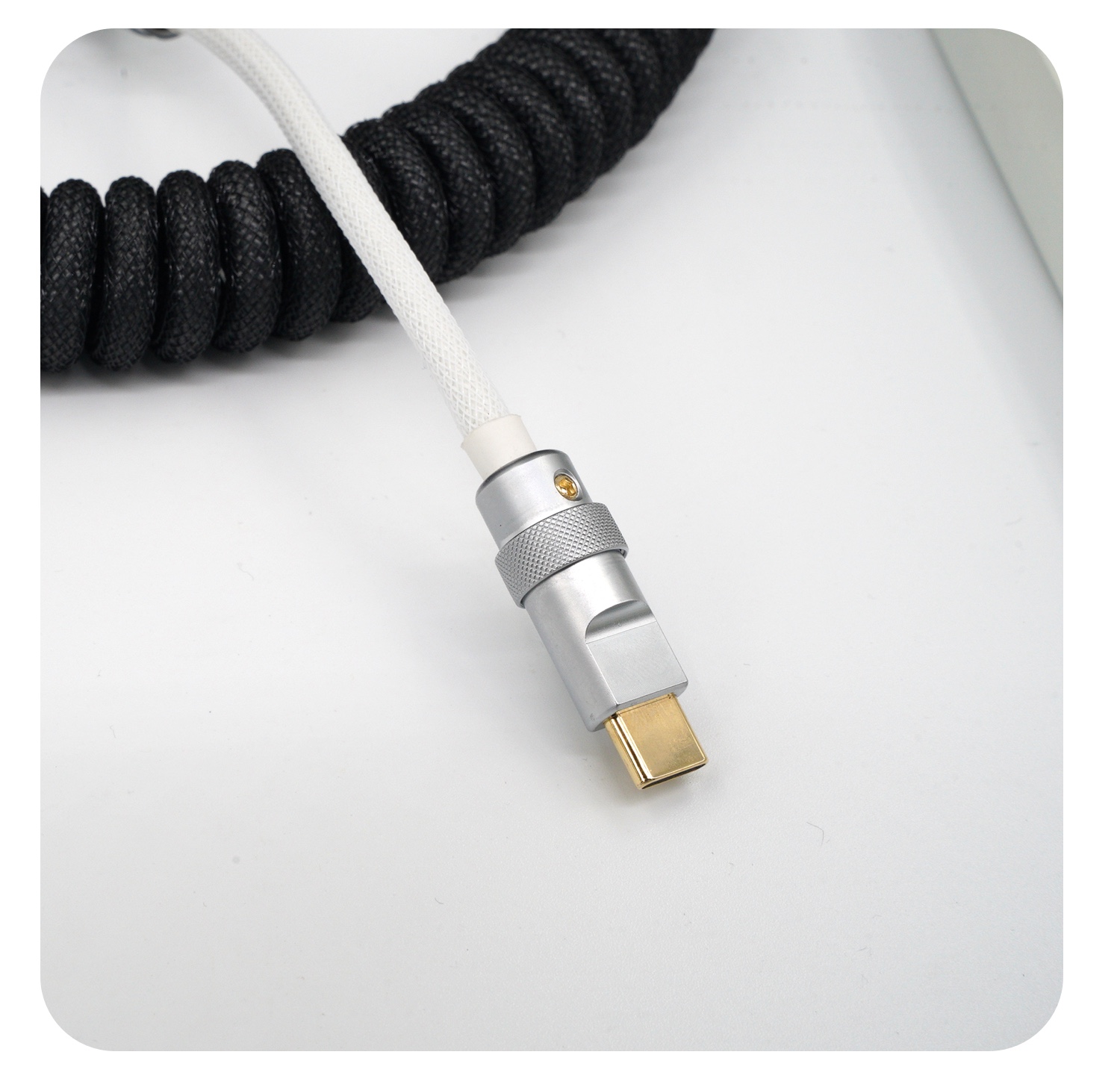 GeekCable Handmade Customized Mechanical Keyboard Data Cable For GMK Theme SP Keycap Line Black And White Colorway
