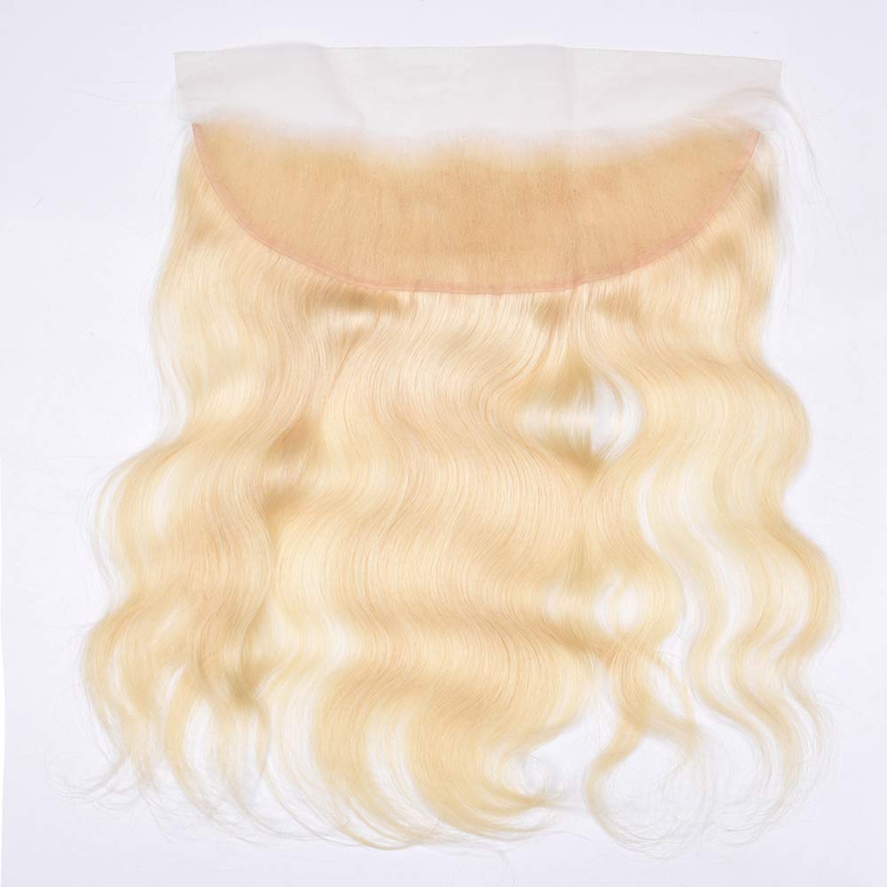 Straight 13X4 Human Lace Closure 613# Blonde Color Pre-Plucked Natural Hairline With Baby Hair