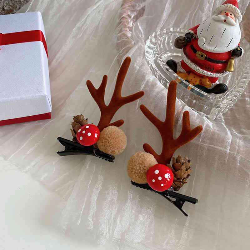 Hair Accessories Antler Christmas pin Ornament Headdress Elk Ear Deer Clip Children's Girl Lovely Net Red Pair