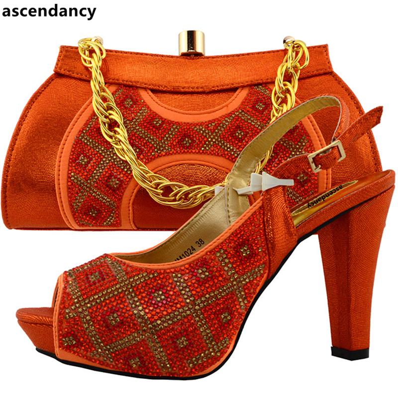 Orange Color African Matching Shoes And Bags Italian In Women Sales Bag Sets Decorated With Stone Dress, Sky blue 
Orange Color African Matching Shoes And Bags Italian In Women Sales Bag Sets Decorated With Stone Dress, Sky blue