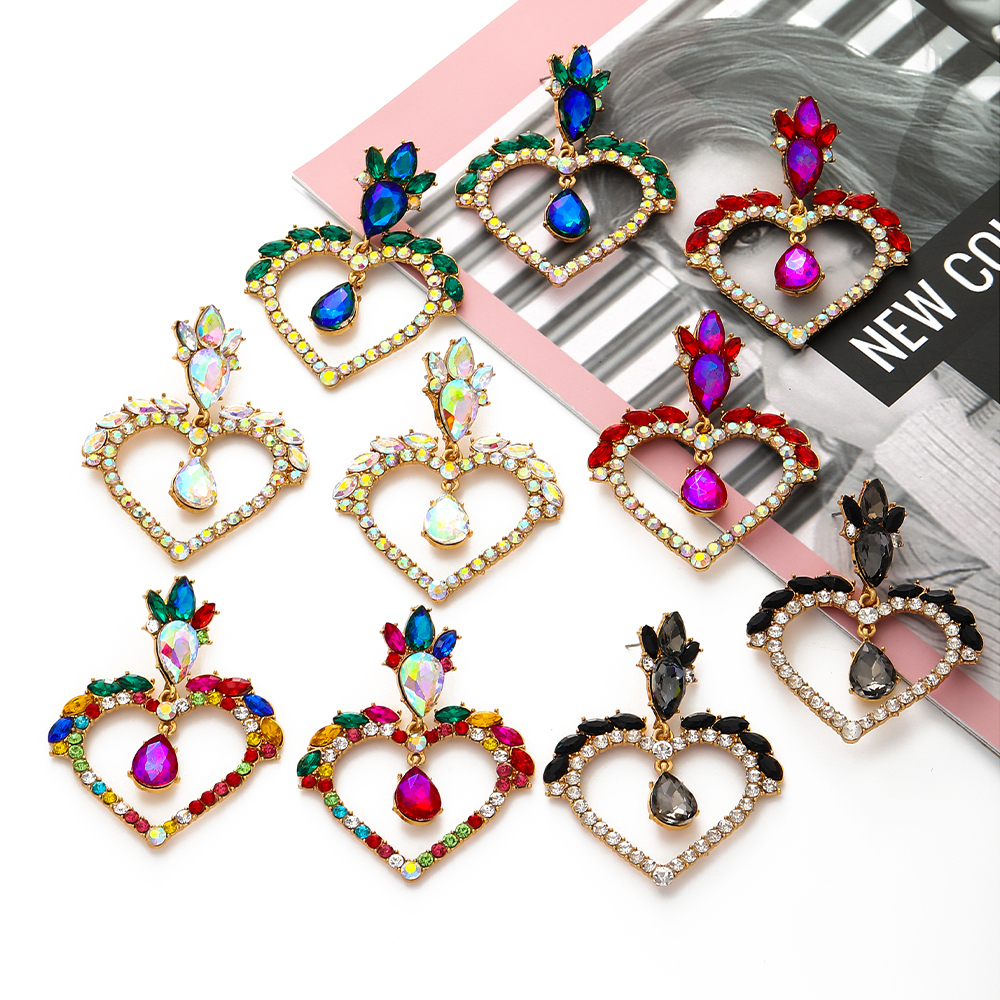 Metal Colorful Crystal Drop Dangle Earrings High-Quality Fashion Rhinestone Statement Heart Ear Ring Jewelry Accessories For Women
Metal Colorful Crystal Drop Dangle Earrings High-Quality Fashion Rhinestone Statement Heart Ear Ring Jewelry Accessories For Women