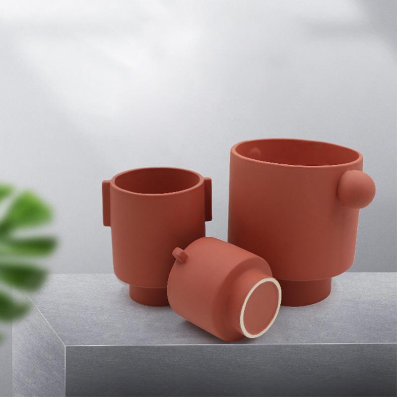 Nordic Ins Handmade Frosted Flower Arrangement Floral Container Artist Home Decoration Succulent Planting Pot Bonsai Vases