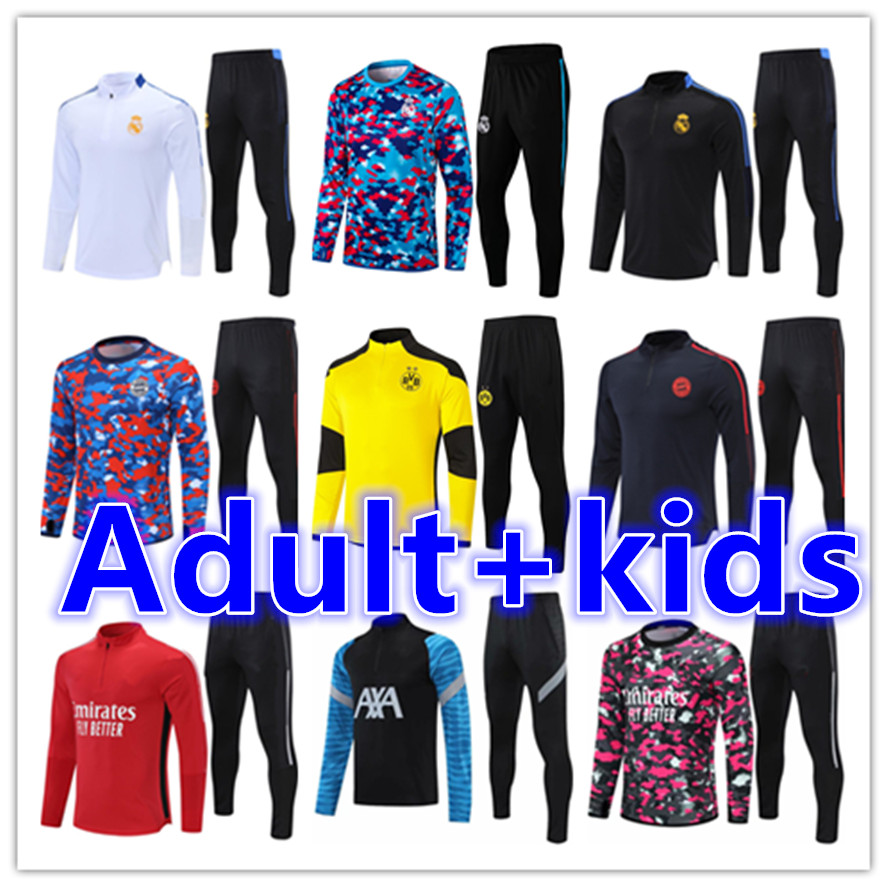 2021 2022 men + kids Real Madrid soccer tracksuit training suit jerseys kits 21 22 mens and kid survêtement de football jersey tracksuits jogging jacket sets
2021 2022 men + kids Real Madrid soccer tracksuit training suit jerseys kits 21 22 mens and kid survêtement de football jersey tracksuits jogging jacket sets