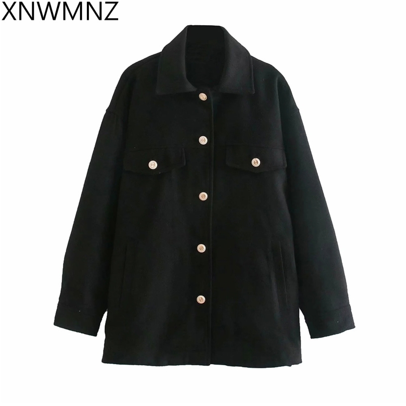 Vintage blend overshirt welt Pockets Oversized Jacket Coat Women Fashion Lapel Collar Long Sleeve Loose Outerwear Chic Tops 210520, Black
Vintage blend overshirt welt Pockets Oversized Jacket Coat Women Fashion Lapel Collar Long Sleeve Loose Outerwear Chic Tops 210520, Black
