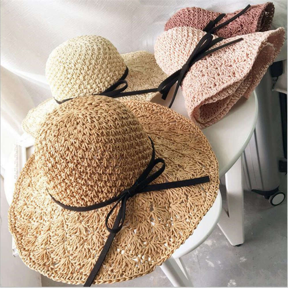 Sun hat Women's summer Korean handmade straw outdoor sunscreen bow beach sun hat folding night market, Blue;gray
Sun hat Women's summer Korean handmade straw outdoor sunscreen bow beach sun hat folding night market, Blue;gray