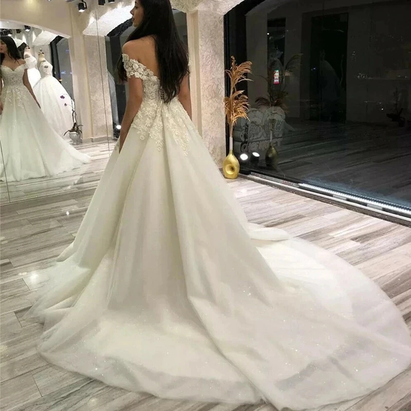 Off Shoulder Plus size wedding dress Sleeveless Lace Appliuqes Beading Tulle Exquisite mariage Bride Dress Wedding Gowns vestido de noiva