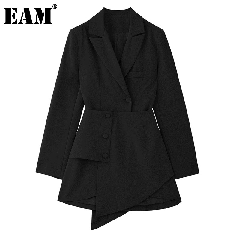 EAM Women Black Irregular Split Joint Button Dress New Lapel Long Sleeve Loose Fit Fashion Tide Spring Autumn 2021 1Y787
EAM Women Black Irregular Split Joint Button Dress New Lapel Long Sleeve Loose Fit Fashion Tide Spring Autumn 2021 1Y787
