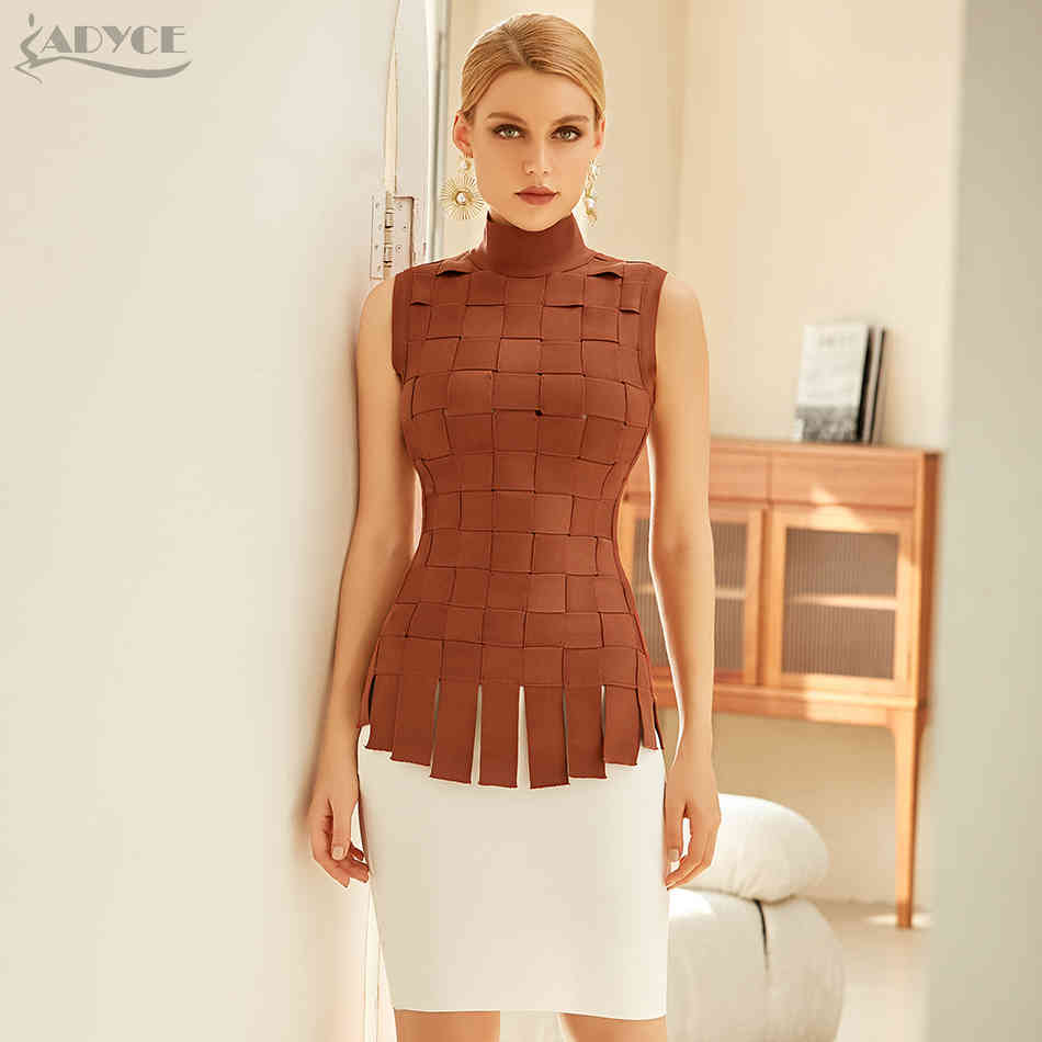 Summer Women Bandage 2 Two Pieces Sets Sexy Tank Sleeveless Tops& Mini Skirt Celebrity Evening Runway Party 210423