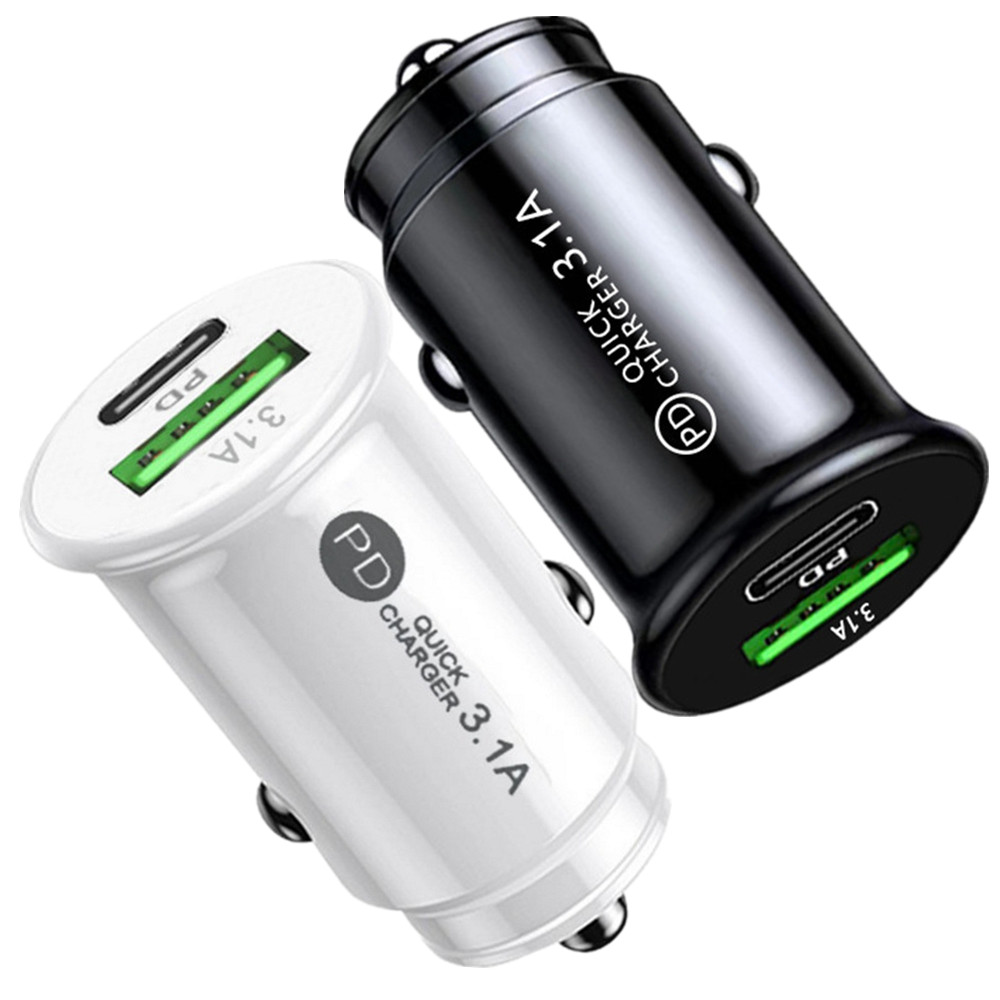 3.1A High Speed Dual Ports PD Car Charger USB-C Type c Car Chargers AutoPower Adapters Chargers For Ipad Iphone x xr 11 12 13 14 15 Samsung htc androi