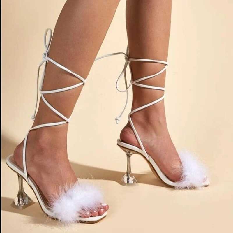 Summer Style Square Toe Stiletto Ladies Cross Strap Sandals for Ladies Temperament Fashion High Heels for Ladies 210611