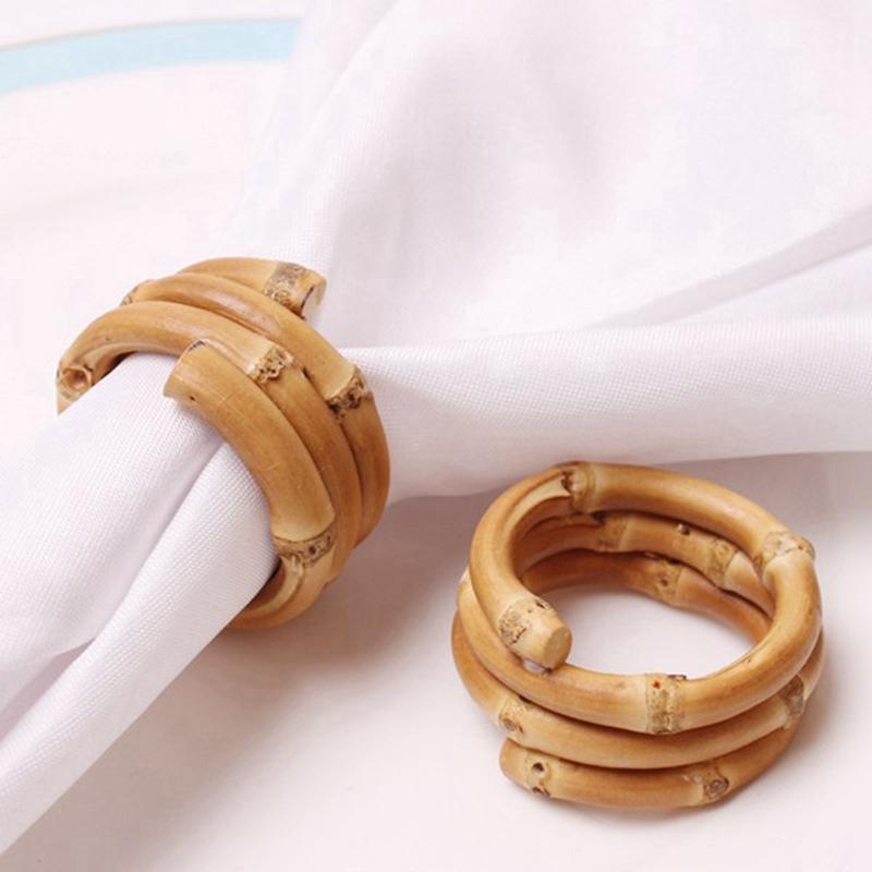 Napkin Rings LUDA 12 Pack Home Dinner Table Serviette Buckles Eye-Catching Round Bamboo Husk Decoration For Wedding
