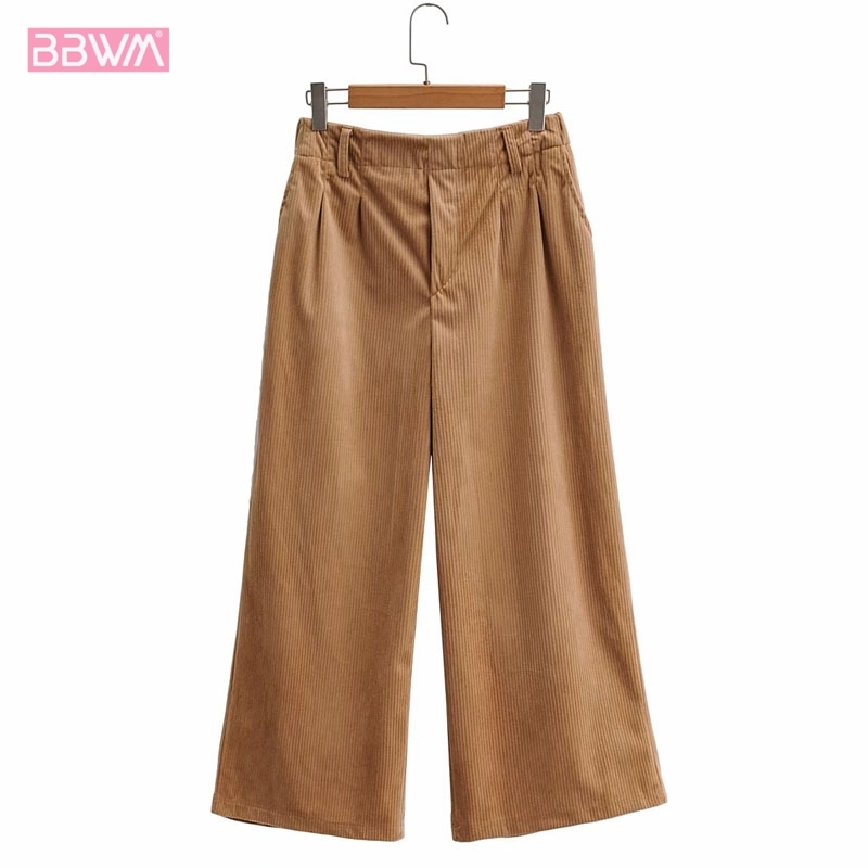 Loose High Waist Retro Corduroy Chic Female Pants Korean Fashion Casual Wide-legged Women's Pants 210507