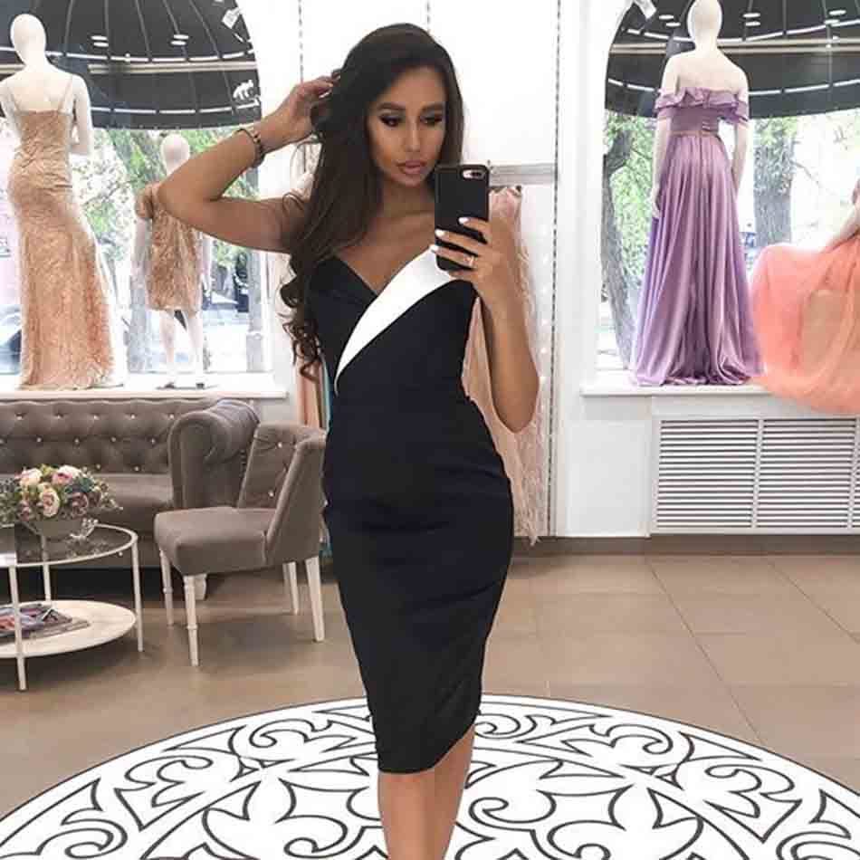 summer women's dress sexy spaghetti V-neck Bodycon fashion party Vestidos 210524
