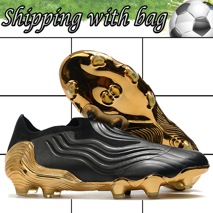 Mens Copa Sense FG Soccer Boots Shoes Top Quality Firm Ground Black Gold Outdoor Laceless Leather Socks Football Cleats
Mens Copa Sense FG Soccer Boots Shoes Top Quality Firm Ground Black Gold Outdoor Laceless Leather Socks Football Cleats