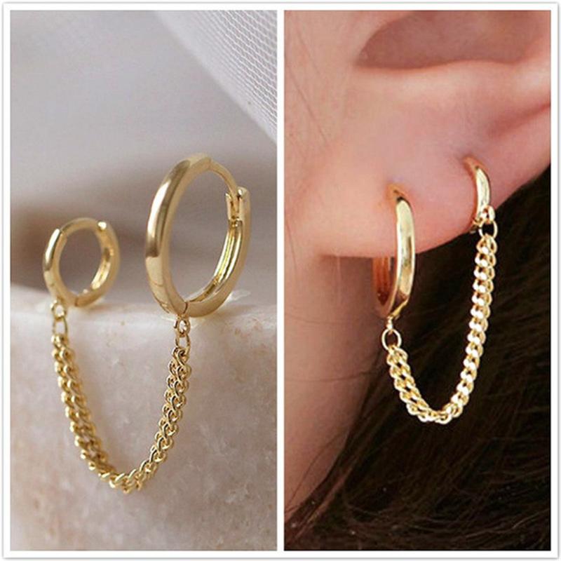 Hoop & Huggie Designer One Ear Chain Earrings For Women Sleeper Double Holes Piercing Rings Decorations Girls Pendientes De Aro
Hoop & Huggie Designer One Ear Chain Earrings For Women Sleeper Double Holes Piercing Rings Decorations Girls Pendientes De Aro