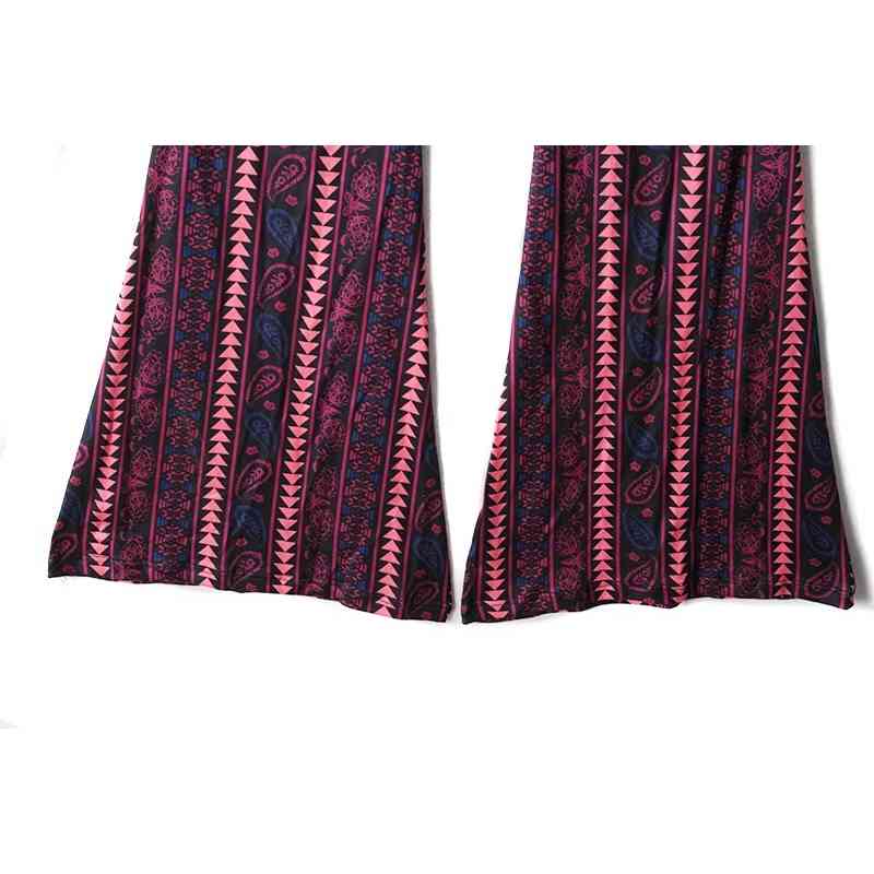 Vintage Geometric Paisley Print Flare Pants Women Bohemia Tribal African Hippie Bellbottom Bell Leggings Bottom Long Trousers 210429