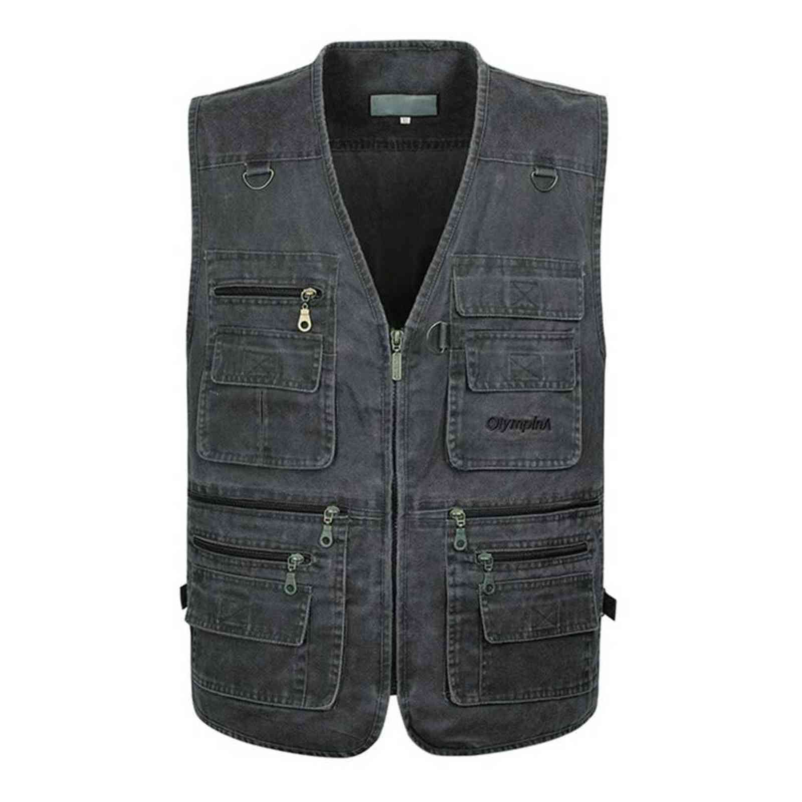 8XL 9XL 10XL Male Casual Summer Big Size Cotton Sleeveless Vest With Many 16 Pockets Men Multi Pocket Pograph Waistcoat 211111
